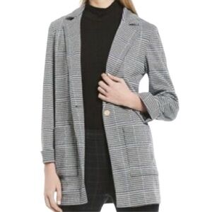 Sanctuary Women’s Black White Houndstooth Blazer Size Large EUC Relaxed Fit